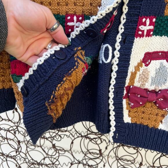 Vintage Longaberger Knit Chunky Basket Weave Cardigan Sweater Belle Pointe SMALL - Picture 7 of 8